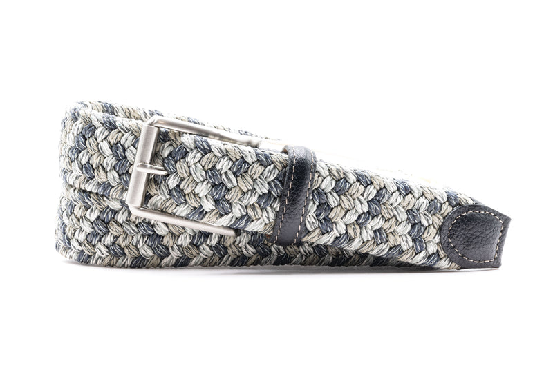Como Braided Italian and Elastic Belt - Grey Multi