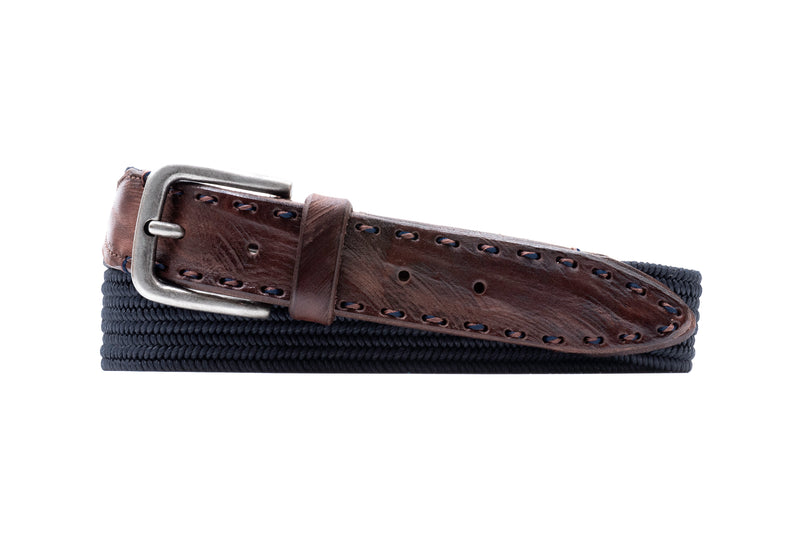 Artisan Braid Italian Cotton and Rayon Elastic Belt - Navy