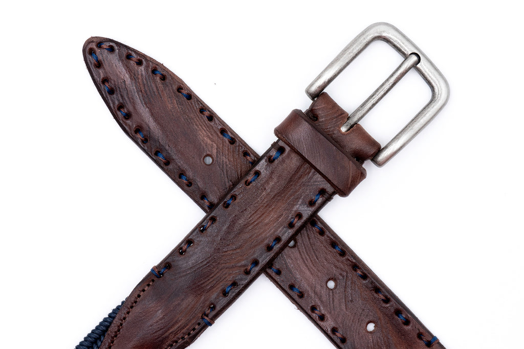 Artisan Braid Italian Cotton and Rayon Elastic Belt - Navy