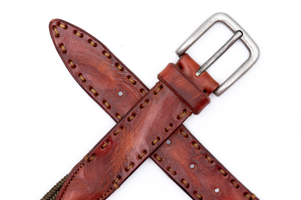 Artisan Braid Italian Cotton and Rayon Elastic Belt - Olive