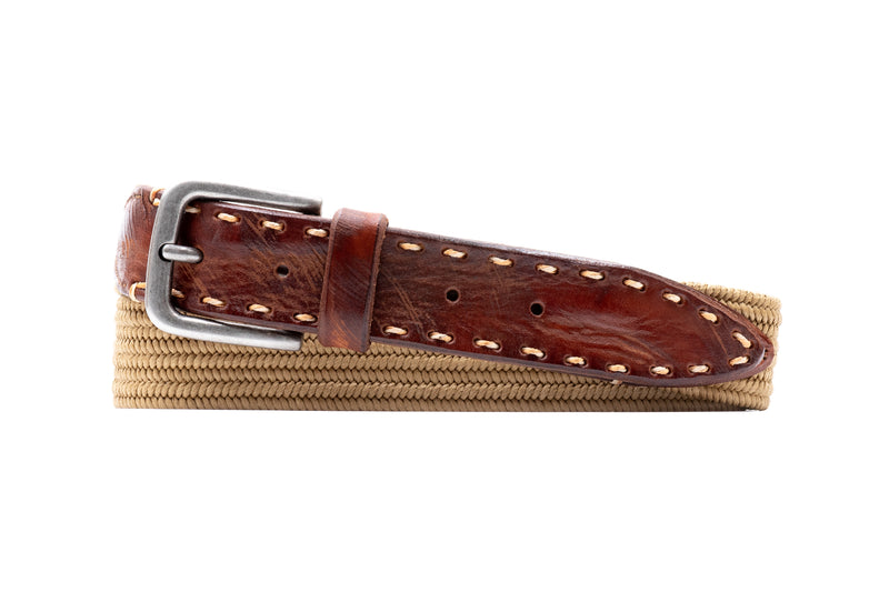 Artisan Braid Italian Cotton and Rayon Elastic Belt - Khaki