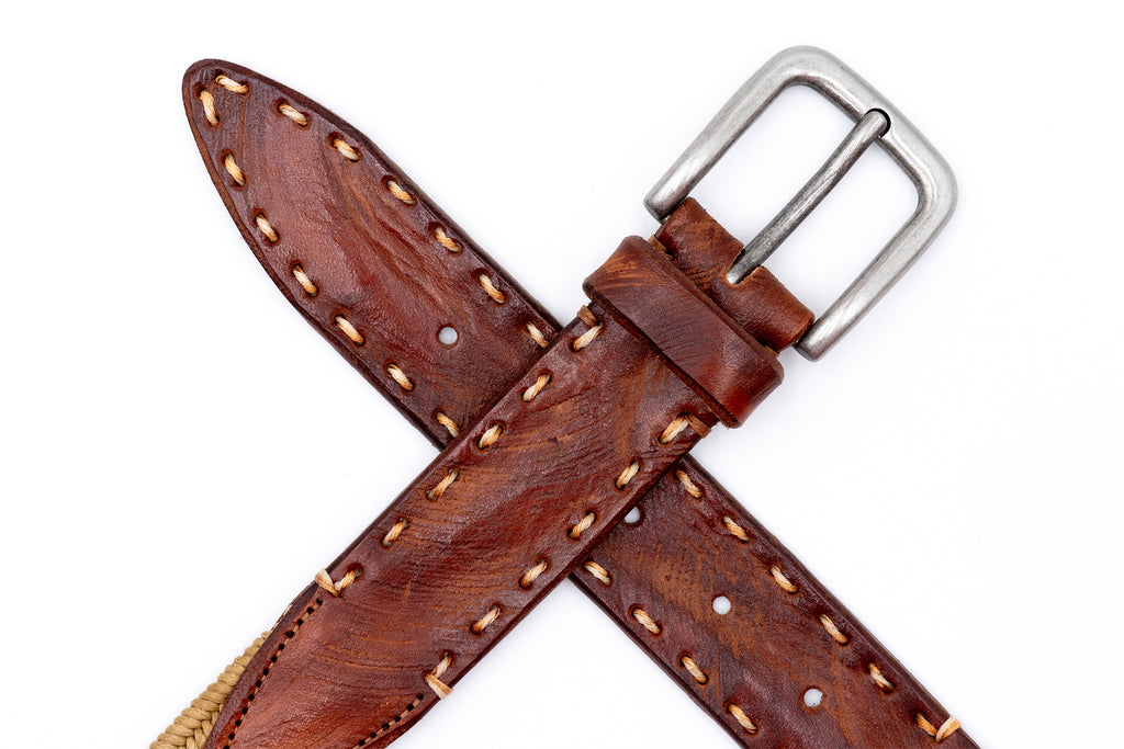 Artisan Braid Italian Cotton and Rayon Elastic Belt - Khaki