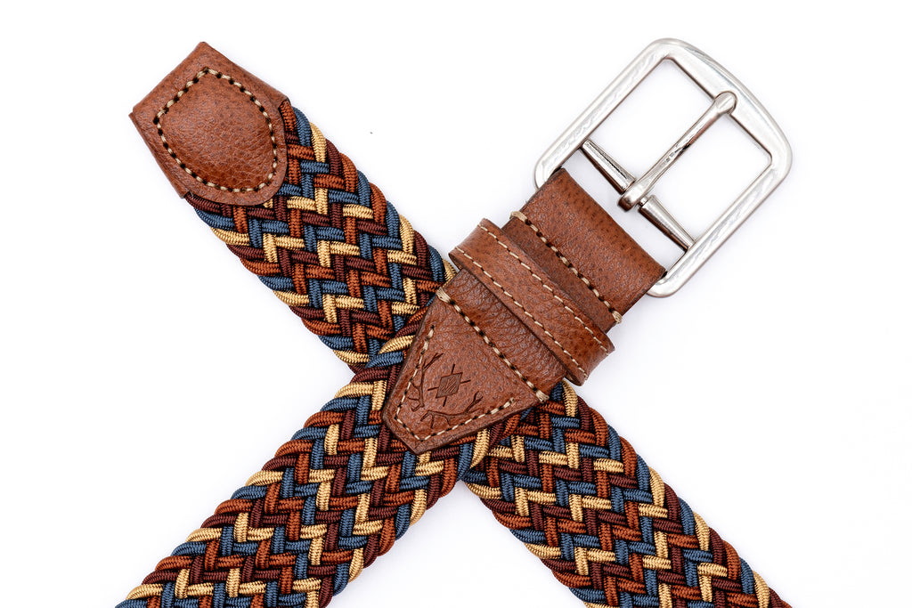 Newport Woven Italian Rayon Elastic Belt - Sunset Multi