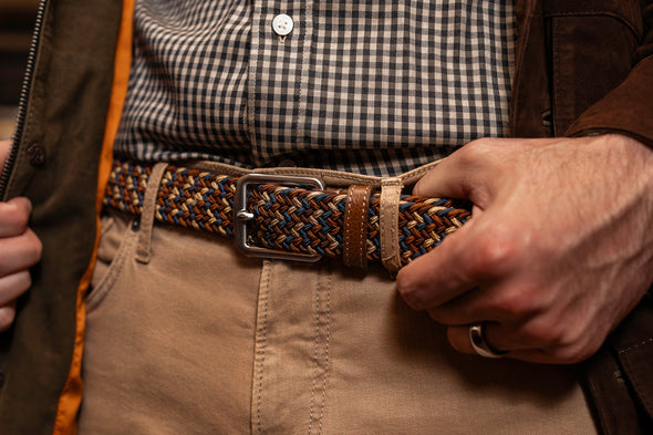 Newport Woven Italian Rayon Elastic Belt - Sunset Multi