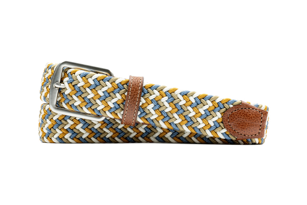 Newport Woven Italian Rayon Elastic Belt - Pina Colada Multi