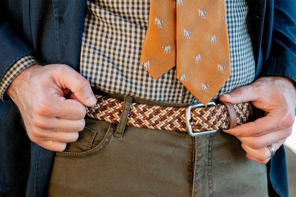 Newport Woven Italian Rayon Elastic Belt - Foilage