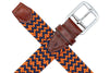 Collegiate Newport Woven Italian Rayon Elastic Belt - Navy/Orange