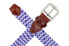 Collegiate Newport Woven Italian Rayon Elastic Belt - Purple/White