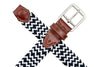 Collegiate Newport Woven Italian Rayon Elastic Belt - Midnight/White