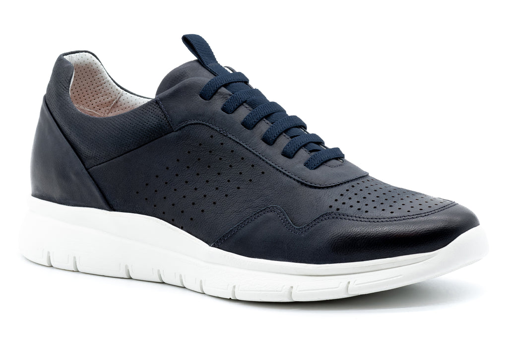 Luke Extra Light Washed Finished Glove Leather Sneakers - Navy