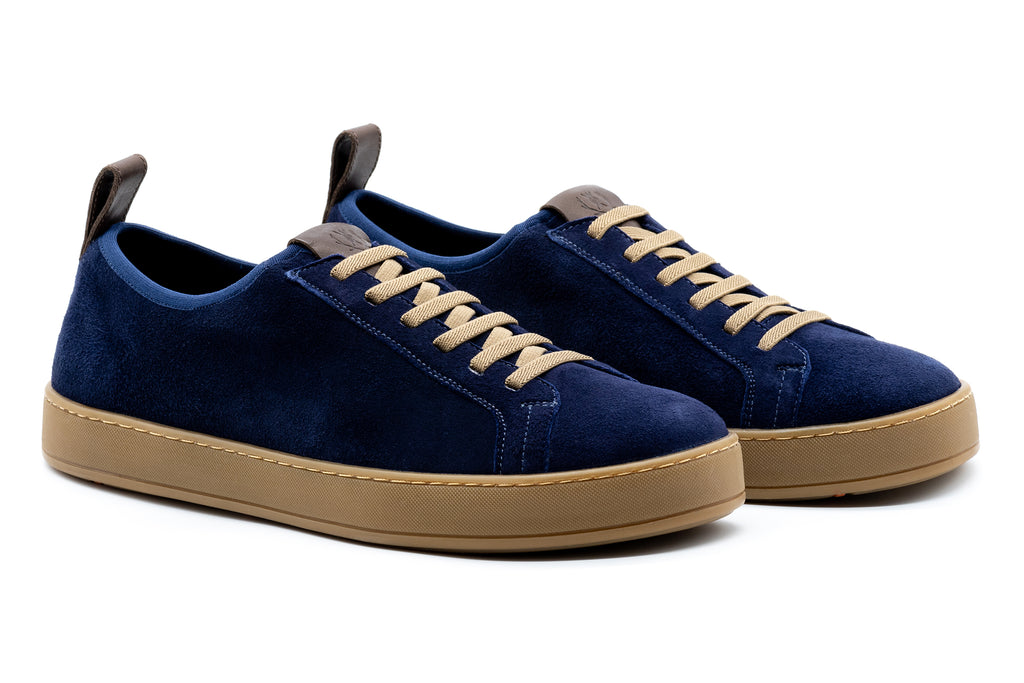 MD Signature Sheep Skin Water Repellent Suede Leather Sneakers - Navy