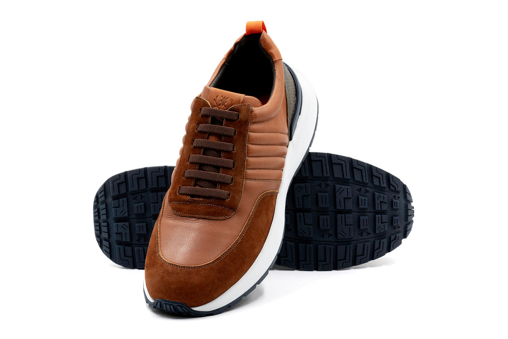 Dawson Saddle Leather Sneakers - Whiskey
