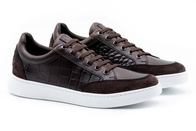 Carson Alligator Grain Sneakers - Walnut