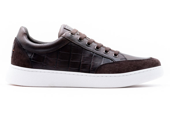 Carson Alligator Grain Sneakers - Walnut