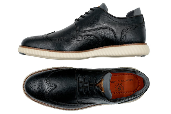 CountryAire Pebble Grain Leather Wingtip - Black