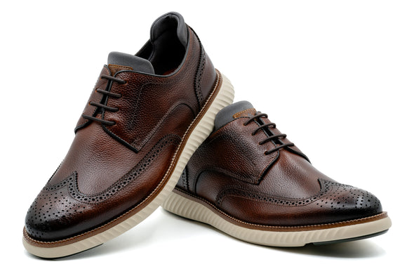 CountryAire Pebble Grain Leather Wingtip - Bourbon