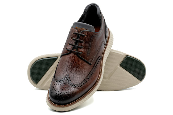 CountryAire Pebble Grain Leather Wingtip - Bourbon
