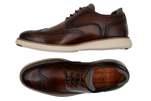 CountryAire Pebble Grain Leather Wingtip - Bourbon