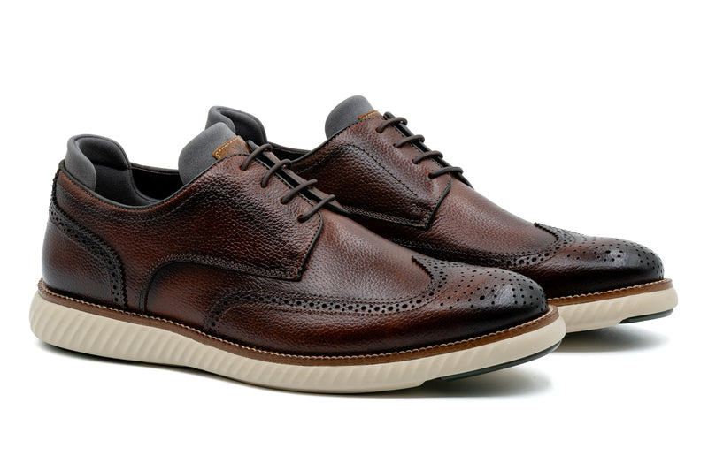 CountryAire Pebble Grain Leather Wingtip - Bourbon