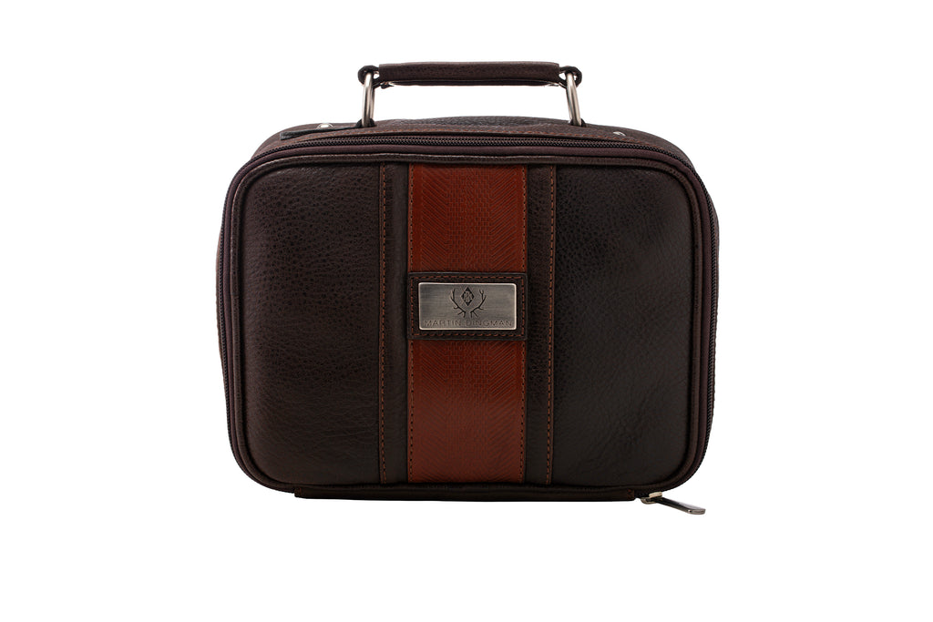 Rudyard Saddle Leather Journey Shave Case - Chocolate