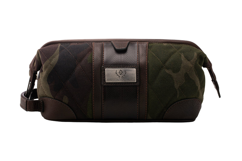 Field Waxed Cotton Shave Case - Green Camo