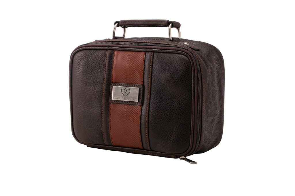 Rudyard Saddle Leather Journey Shave Case - Chocolate
