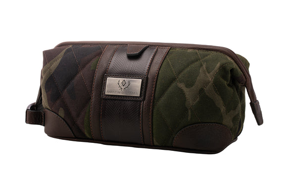 Field Waxed Cotton Shave Case - Green Camo