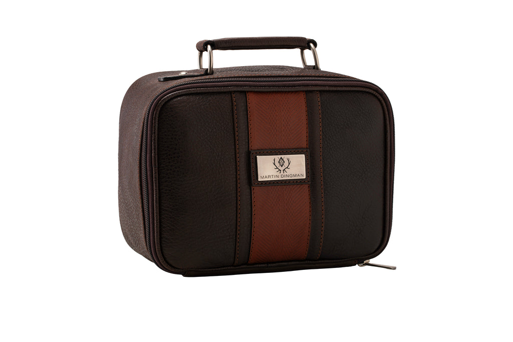 Rudyard Saddle Leather Journey Shave Case - Chocolate