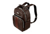 Side view of Rudyard Tumbled Saddle Leather Globe Trotter Backpack - Chocolate
