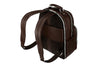 Back view of Rudyard Tumbled Saddle Leather Globe Trotter Backpack - Chocolate