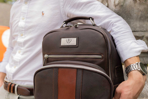 Rudyard Saddle Leather Globe Trotter Backpack - Chocolate