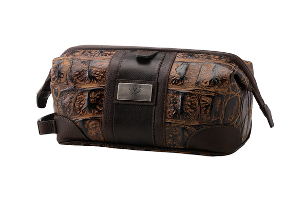 Safari Nile Crocodile Grain Shave Case - Burnt Pecan