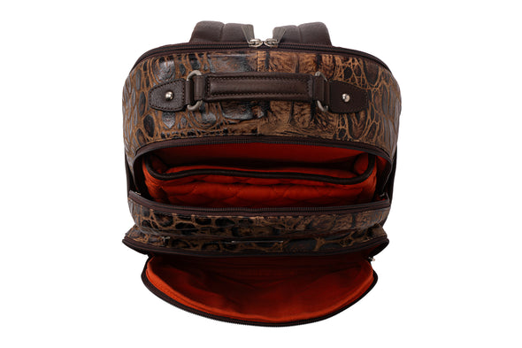 Safari Nile Crocodile Grain Backpack - Burnt Pecan