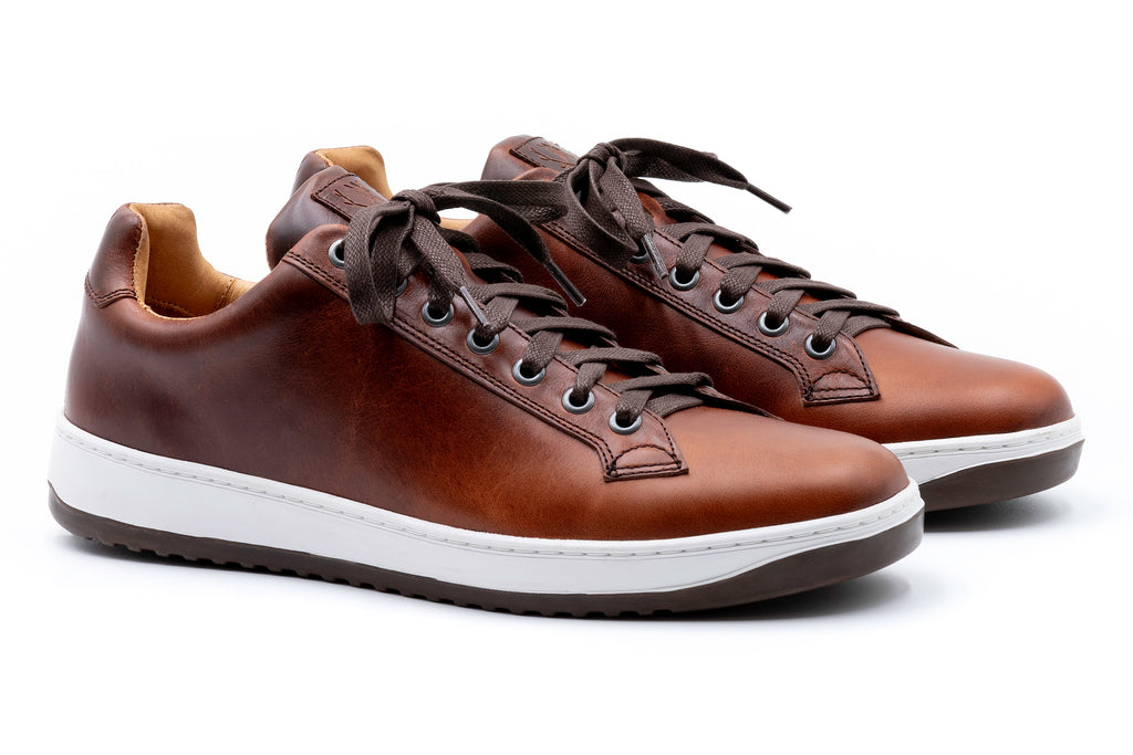 Old Row Oiled Saddle Leather Sneakers - Cigar