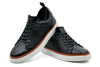 Harrison Tumbled Saddle Leather Sneakers - Black