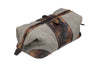 Back View of Woodland Quilted Oxford Canvas Shave Case - Stone with Camo Saddle Leather Trim