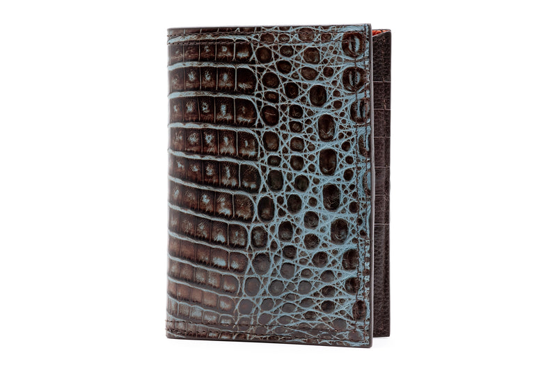 Jayden Genuine Crocodile Passport Hipster - Brown/Blue