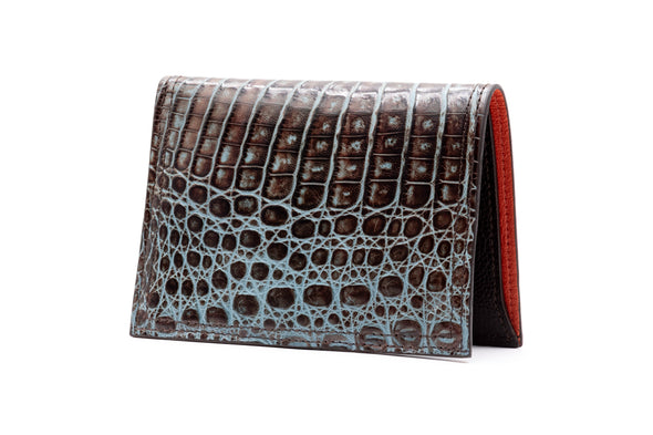 Jayden Genuine Crocodile Passport Hipster - Brown/Blue