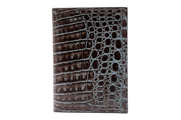 Jayden Genuine Crocodile Passport Hipster - Brown/Blue
