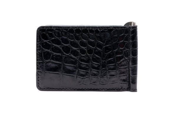 Anthony Alligator Grain Credit Card Money Clip - Black