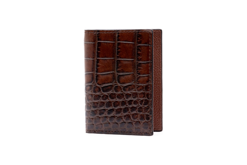 Anthony Alligator Grain ID Wallet - Brown