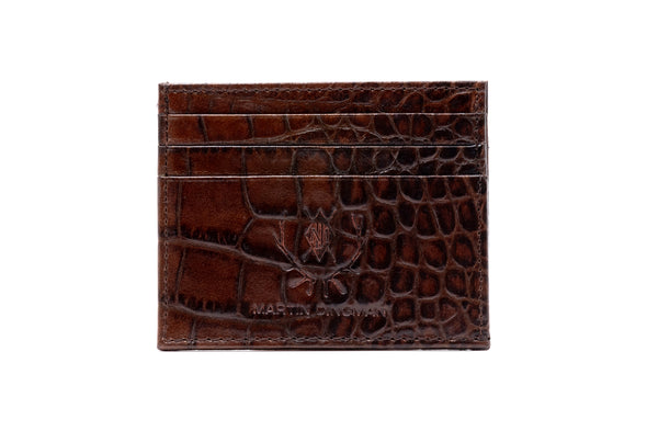 Anthony Alligator Grain Executive ID Card Case - Brown