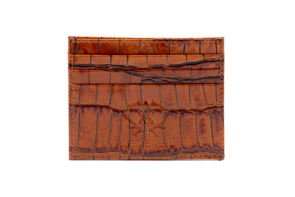 Anthony Alligator Grain Executive ID Card Case - Chestnut