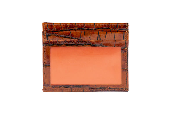 Anthony Alligator Grain Executive ID Card Case - Chestnut