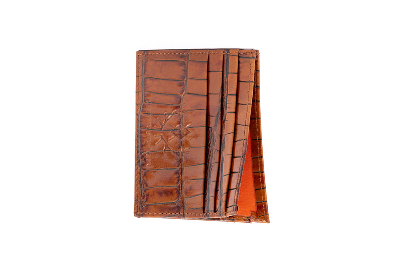 Anthony Alligator Grain Executive ID Card Case - Chestnut