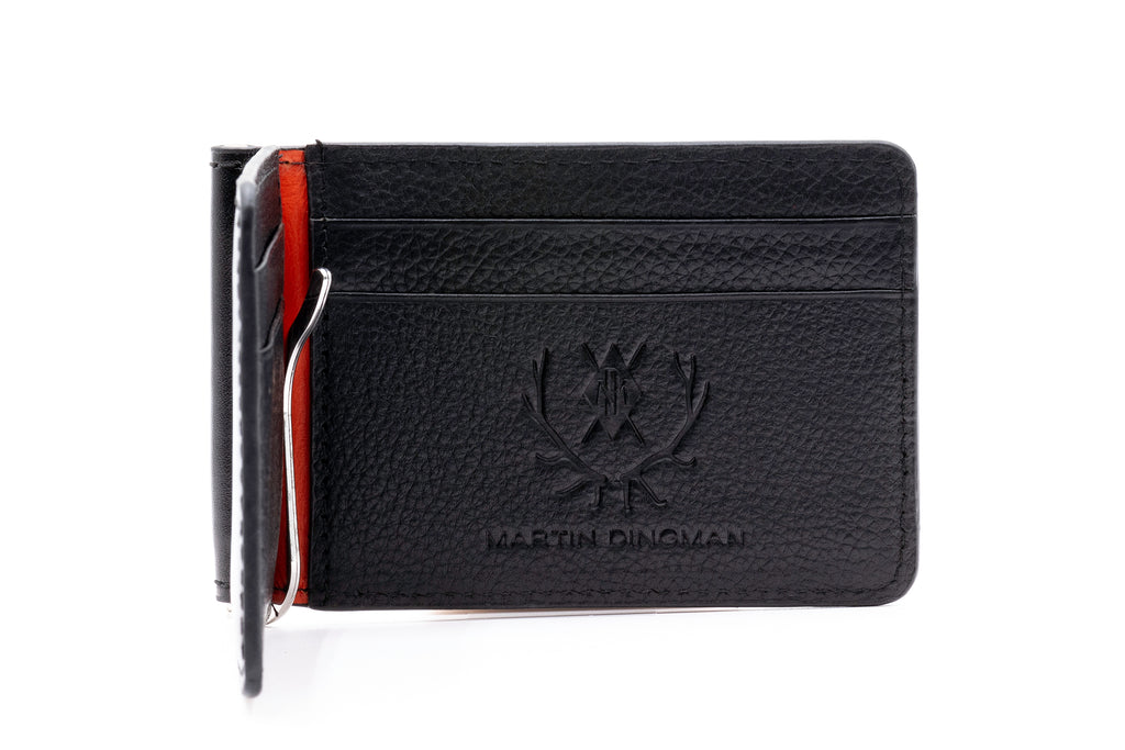 Edward Saddle Leather Credit Card Money Clip - Black