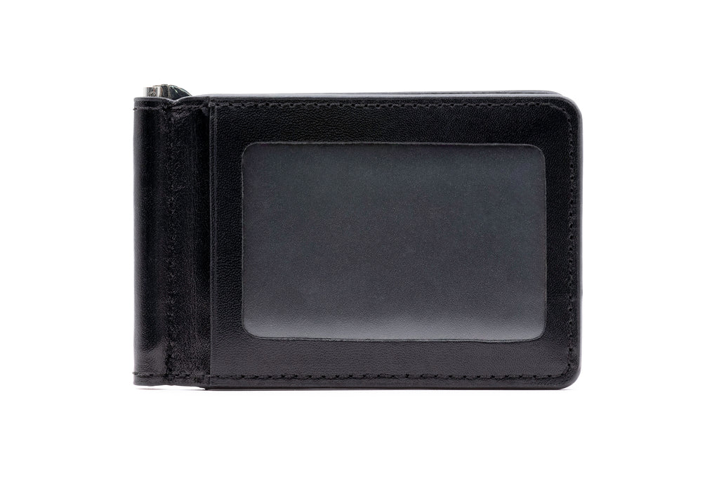 Edward Saddle Leather Credit Card Money Clip - Black