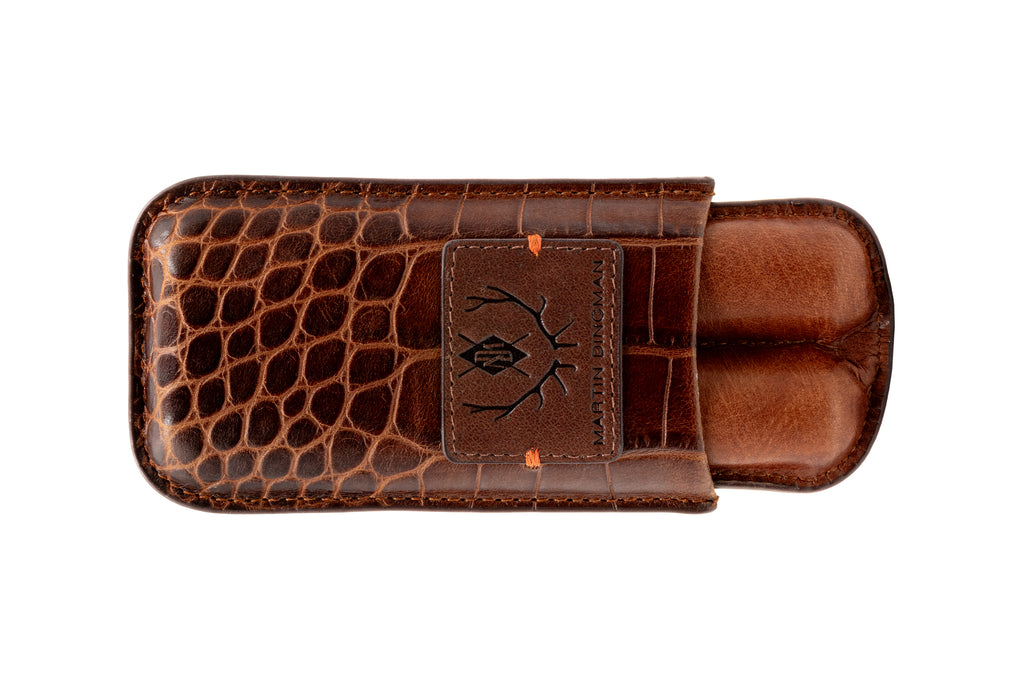 Havana Alligator Grain Cigar Case - Brown