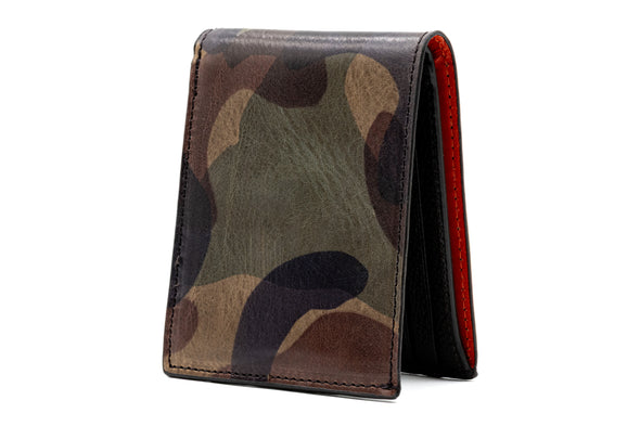 Hemingway Italian Saddle Leather Billfold - Grey Camo