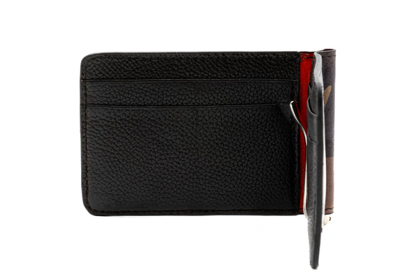Hemingway Italian Saddle Leather CC Moneyclip - Grey Camo